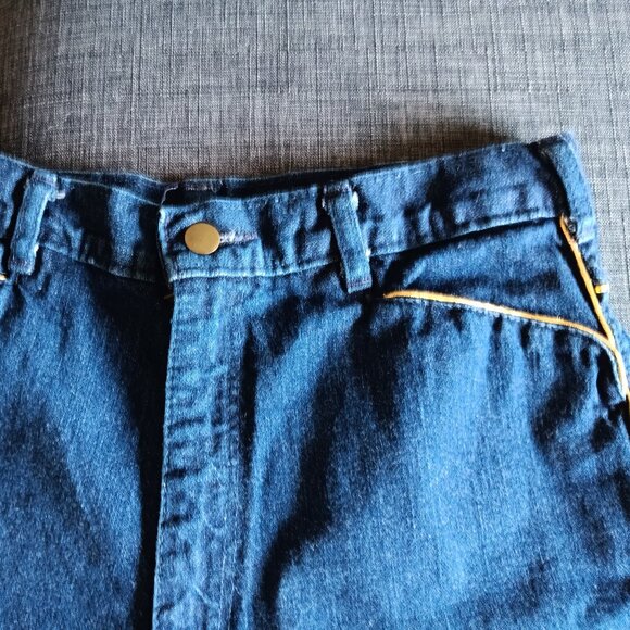 Rare Vintage Dark Blue Denim Fancy Ass Jeans Gold Trim Piping 100% Cotton - Picture 12 of 12